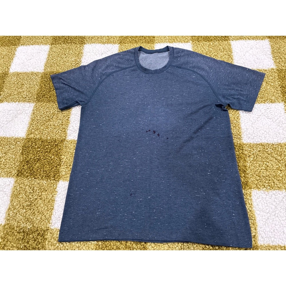 Lululemon Metal Vent Tech Short Sleeve Shirt‎ Mens Blue Heather Space Dye Large